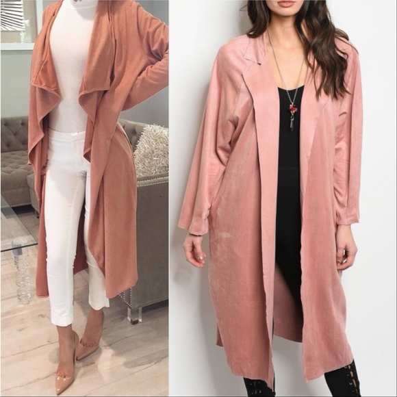 . Jackets & Blazers - DUSTY PINK SUEDE DUSTER JACKET